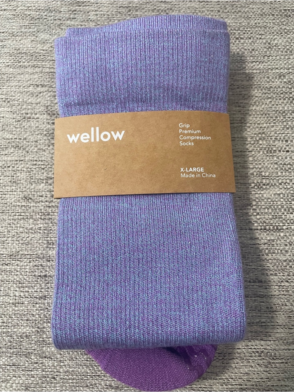 Wellow Grip Premium Bamboo Compression Socks Lavender Purple Unisex XL Seamless